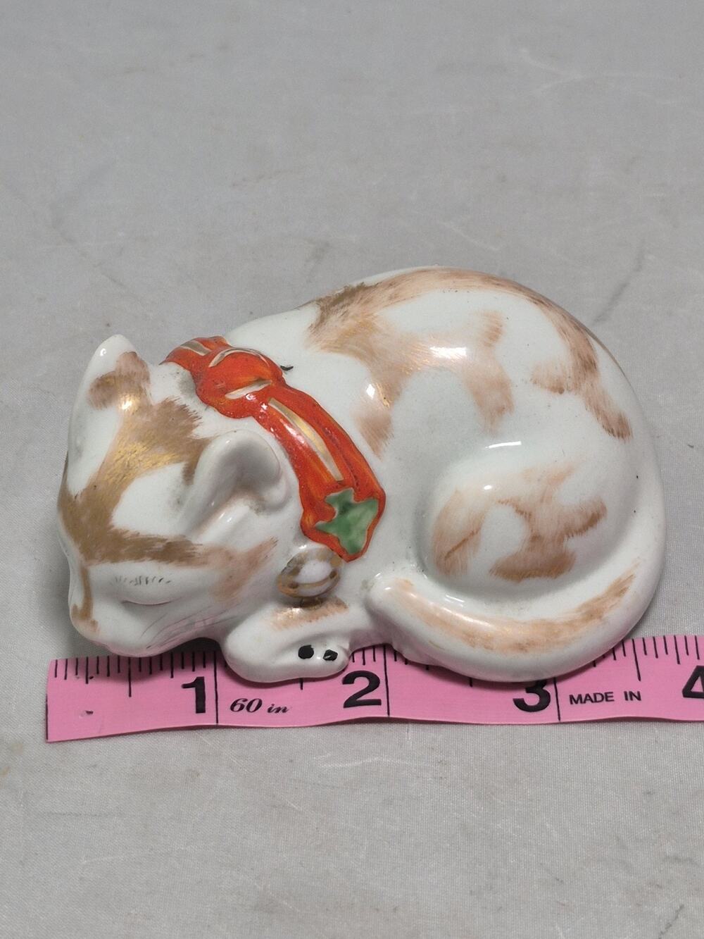 💥 Kutani Sleeping Cat Rare Japanese Antique Nemuri Neko Hand Painted T